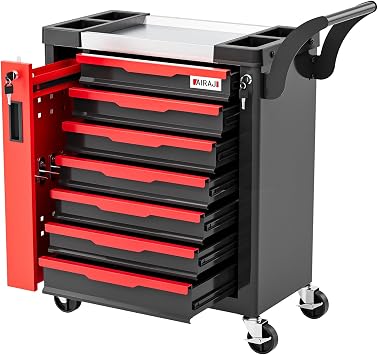 7-Drawer Tool Chest with Wheels, Rolling Tool Chest with Side Drawer,Tool Cabinet Drawers lockable,Tool Cart with Top compartment,for Garage Storage,Workshop,Home,Safety Rounded Corner Anti-collision