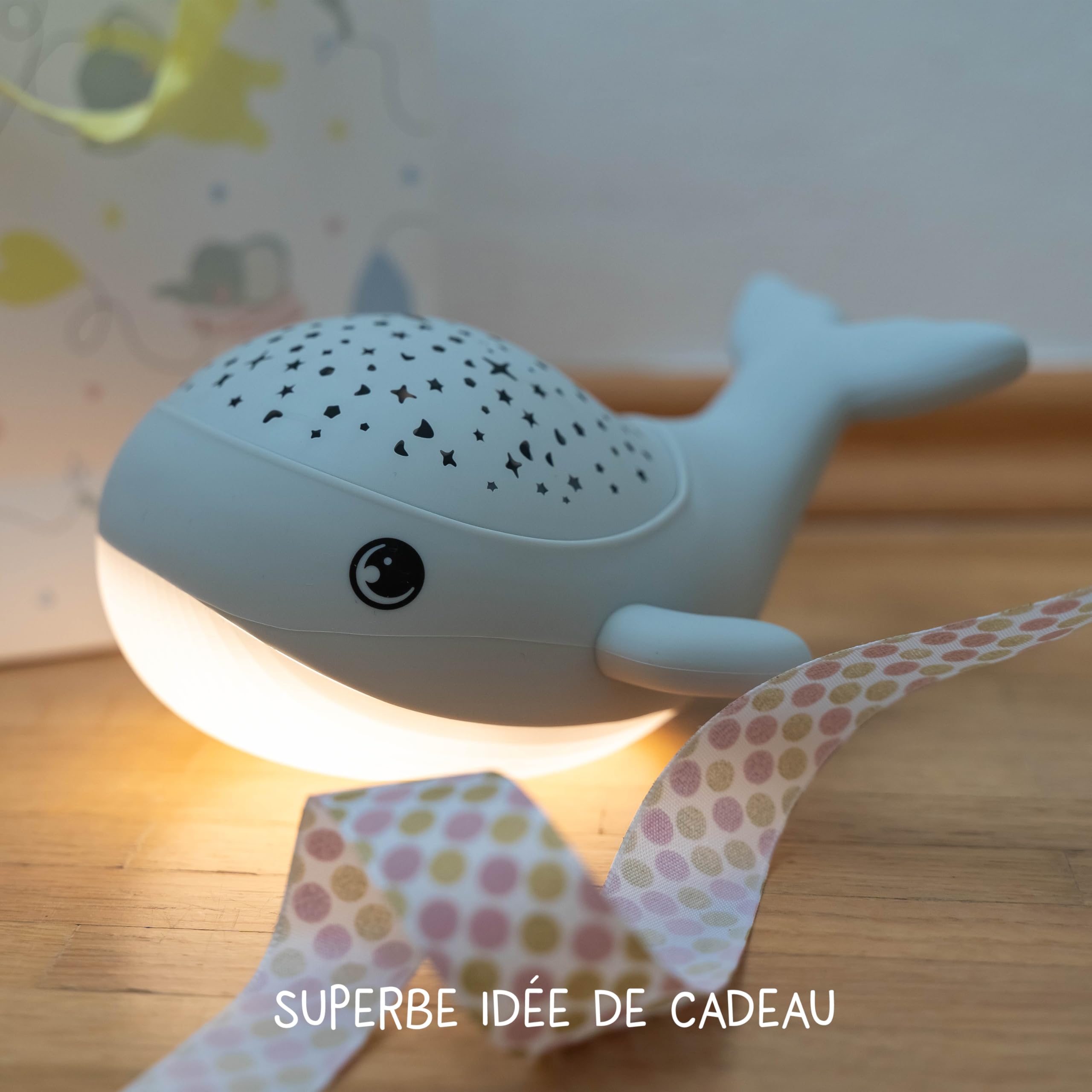 MegaLight Veilleuse ciel étoilé pour bébé | Projecteur 2 en 1 + veilleuse pour enfant | Veilleuse blanche chaude & projecteur d'étoiles RVB en 3 couleurs | Willy WHALE