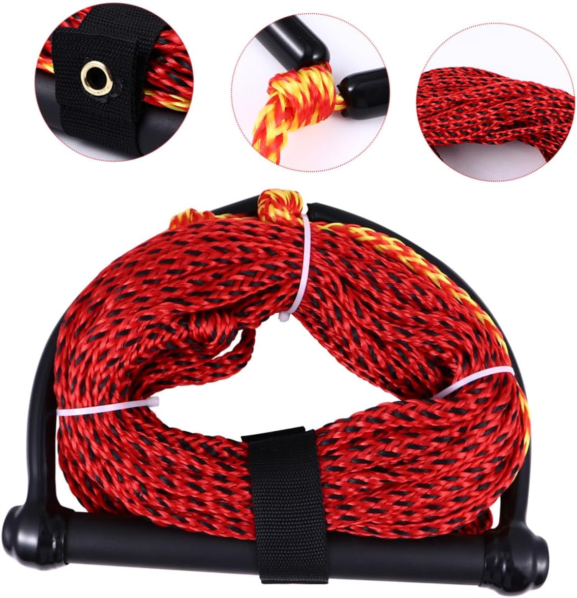Water Ski Tow Rope with Black Handle for Waterskiing and Towing Tubes, Sturdy Watersports Rope for Wakeboards and Kneeboards, Boating Accessory for Water Sports Random Color