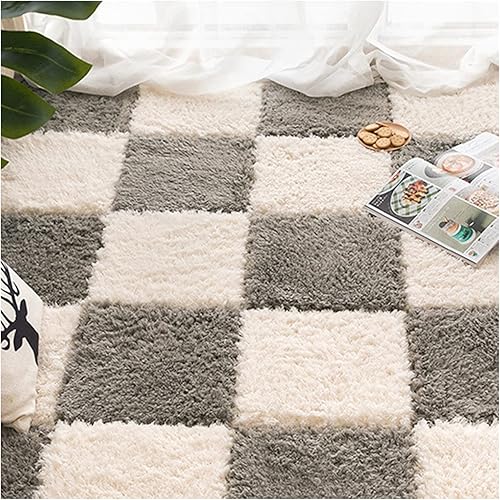 Miniatura 8 de 16 alfombras de espuma entrelazadas, alfombra de juego de espuma suave y peluda, alfombras de área esponjosas, azulejos cuadrados de felpa de