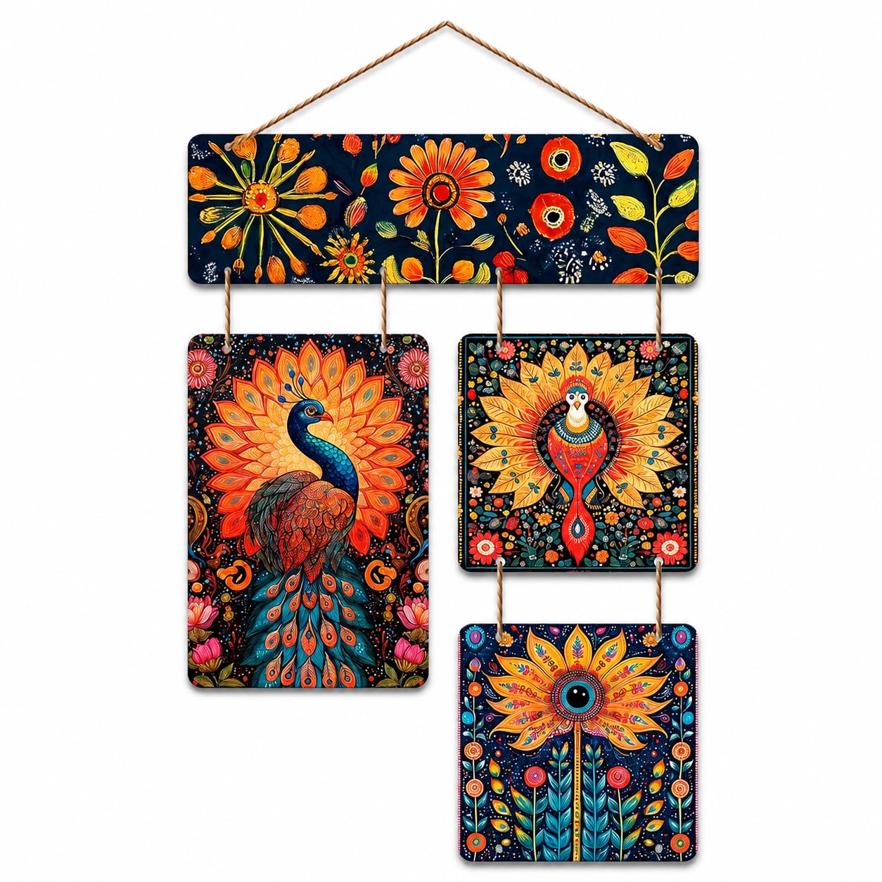 RAVLEX® Peacock Wall Hanging Decor for Home | Decorative MDF Wall Art with Rope Hanging | Colorful Floral Peacock Design Wall Decor for Living Room, Bedroom, Kids Room, Balcony, Office & Gift-image-43