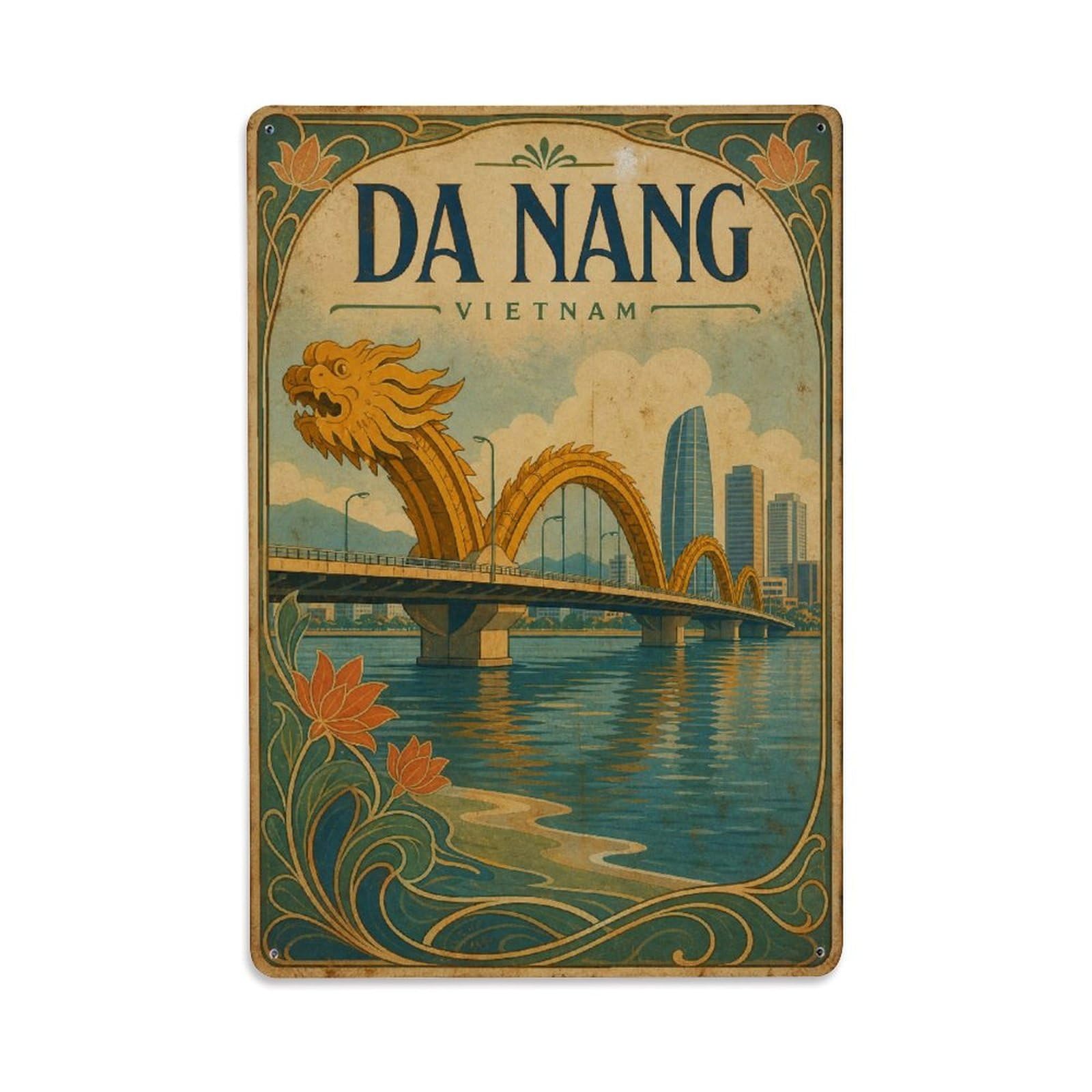 Metal Tin Sign Vintage Travel Vietnam Da Nang