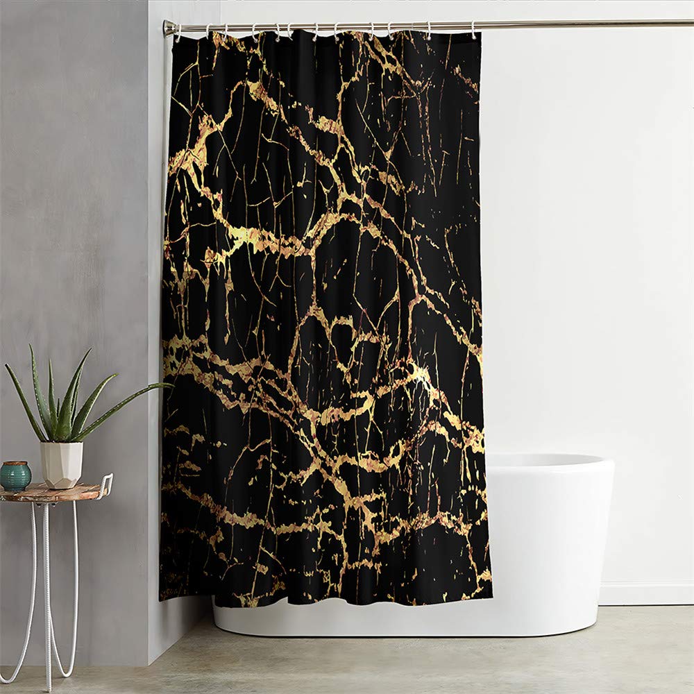 Chickwin-Shop Brown Waterproof Shower Curtain, Chickwin 3D Marble Printing Polyester Mould Proof Resistant Dry Quickly Liner Bathroom Curtain With Hooks For Bathroom Shower Stall Home Decor (,90X180cm)