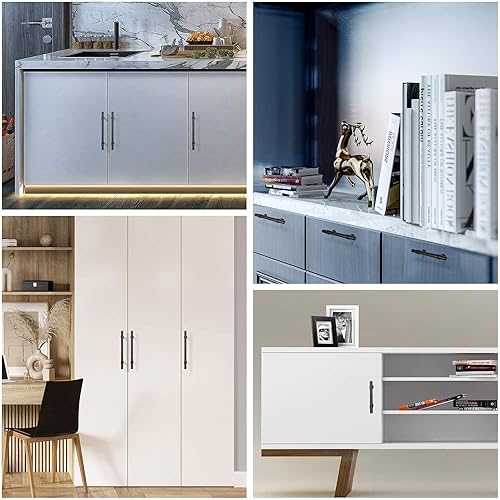 Miniatura 6 de goldenwarm Paquete de 6 tiradores negros de gabinete de 3 34 pulgadas, manijas de gabinete de cocina, manijas modernas para puertas de gabinete,