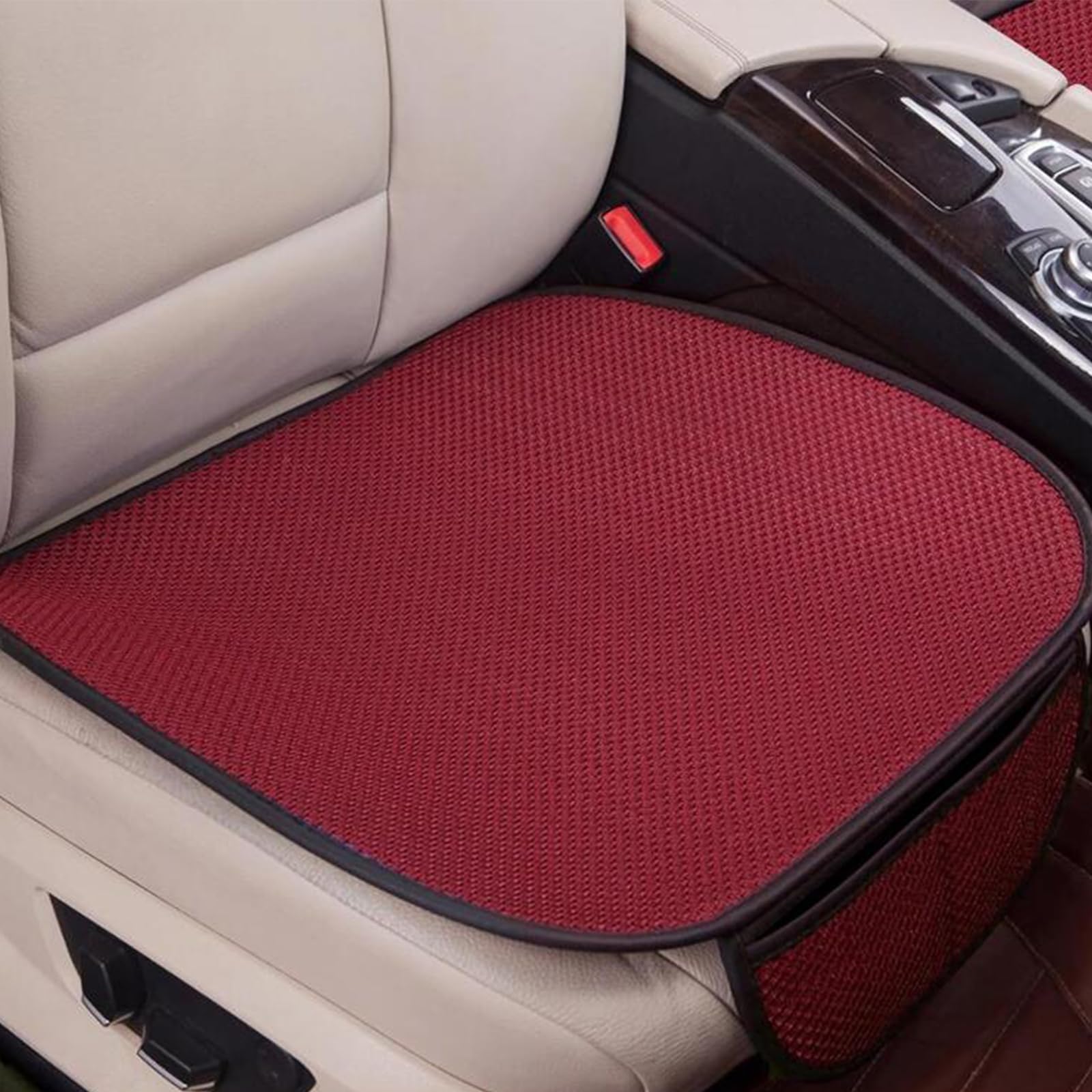 QingxingFa Non-Slip Car Seat Pad for Summer Breathable and Refreshing,Car Seat Cover for Summer Heat,Upgraded Ice Silk Non-Slip Car Seat Pad for Summer (Red,Front seat 2pcs)
