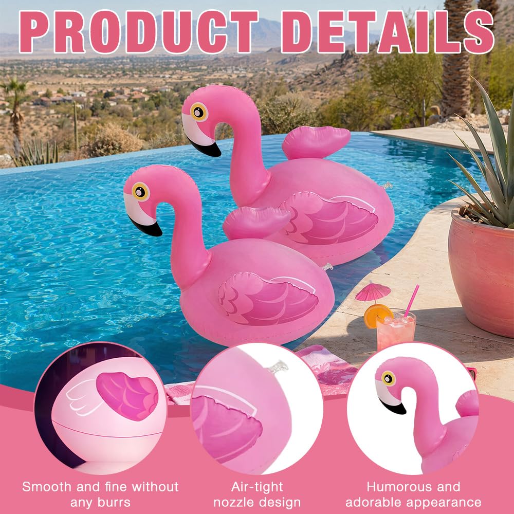 Flamingo Lot de 2 lumières de piscine flottantes solaires flottantes IP68 étanches gonflables flamant rose bouée de natation pour piscine, étang, balcon, jardin, sol