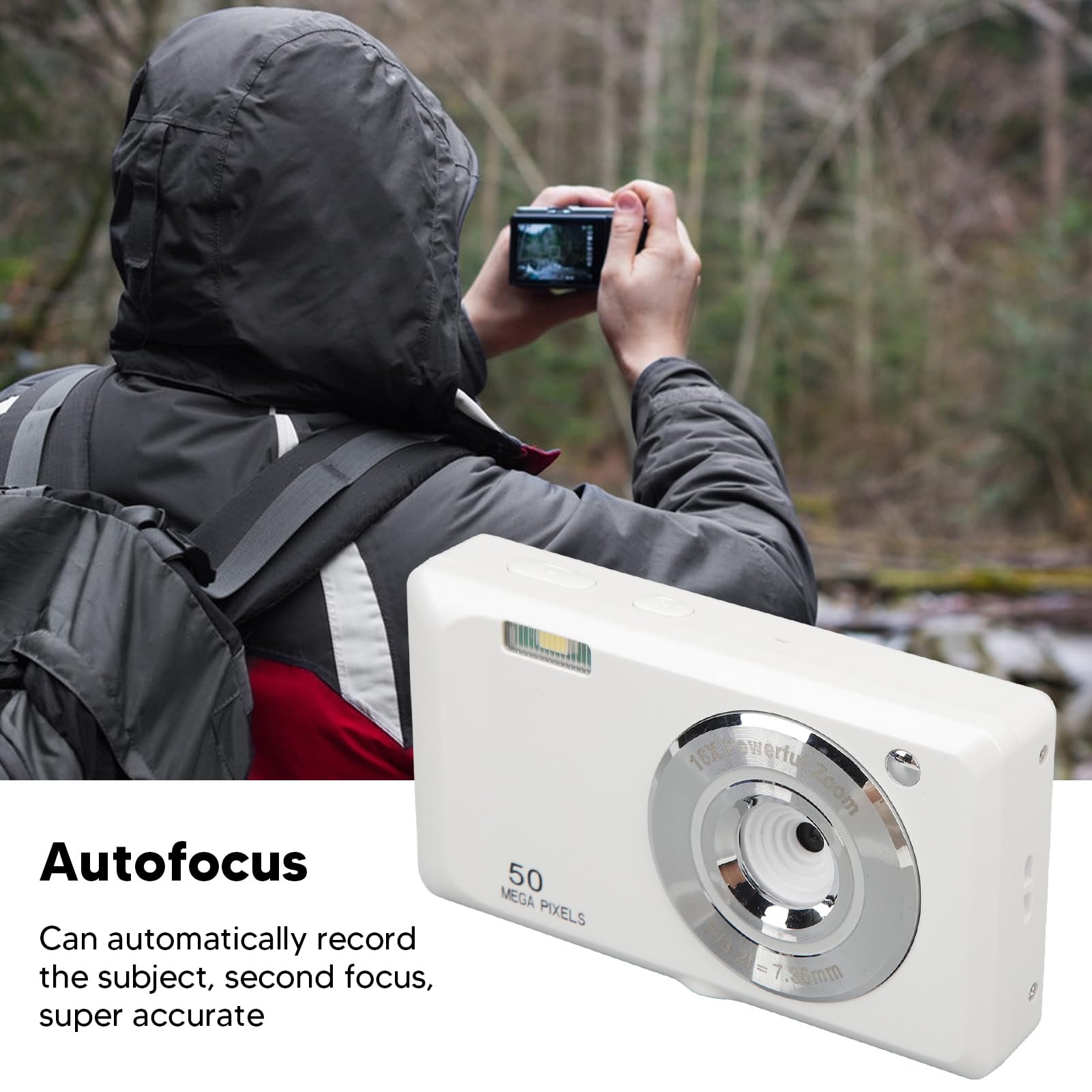 Fotocamera Digitale 4K, Timer di Scatto per Adolescenti, Piccola Fotocamera, Schermo TFT da 2,7 Pollici, Zoom 16X con Cordino per la Fotografia (SILVER)