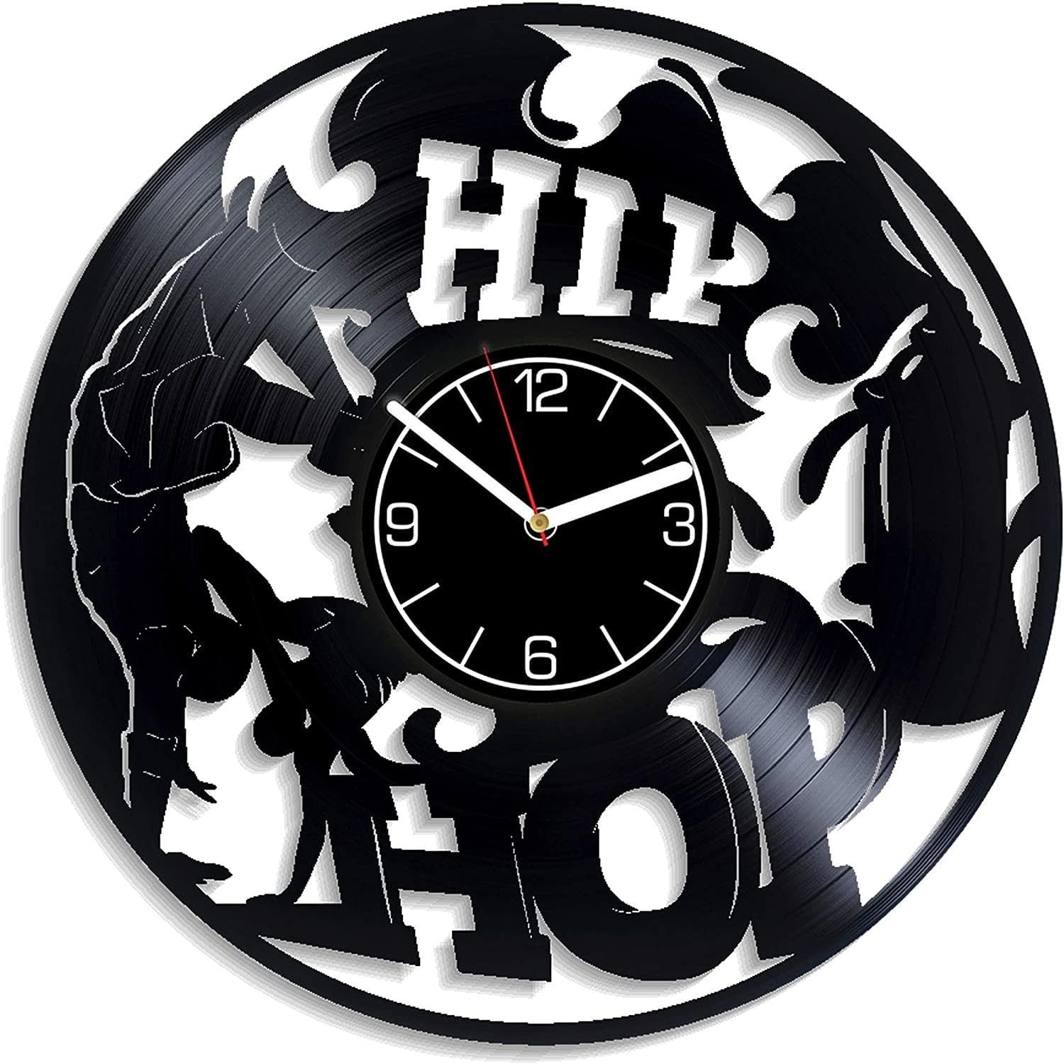 Cadeau hip-hop moderne horloge murale originale en vinyle pour musicien