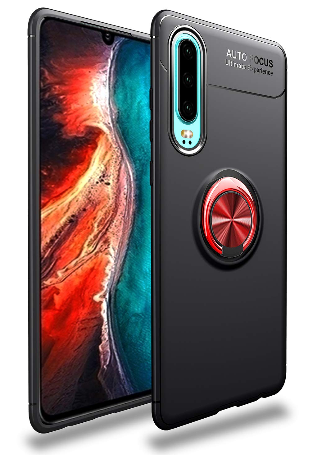 SORAKA Hülle Für Huawei P30 Lite Mit Ringständer & Metallplatte – Stoßsicher, Magnetisch