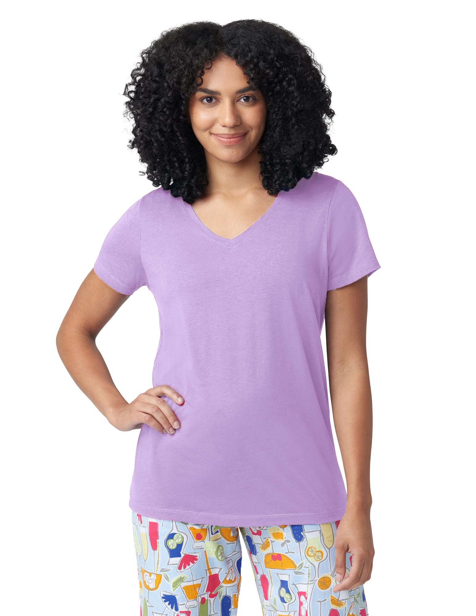 HUE Women's Summer Vacation Pajama Separates, Soft, Whimsical Print Pjs with Tropical Beach Themes, Flip Flops, Cocktails