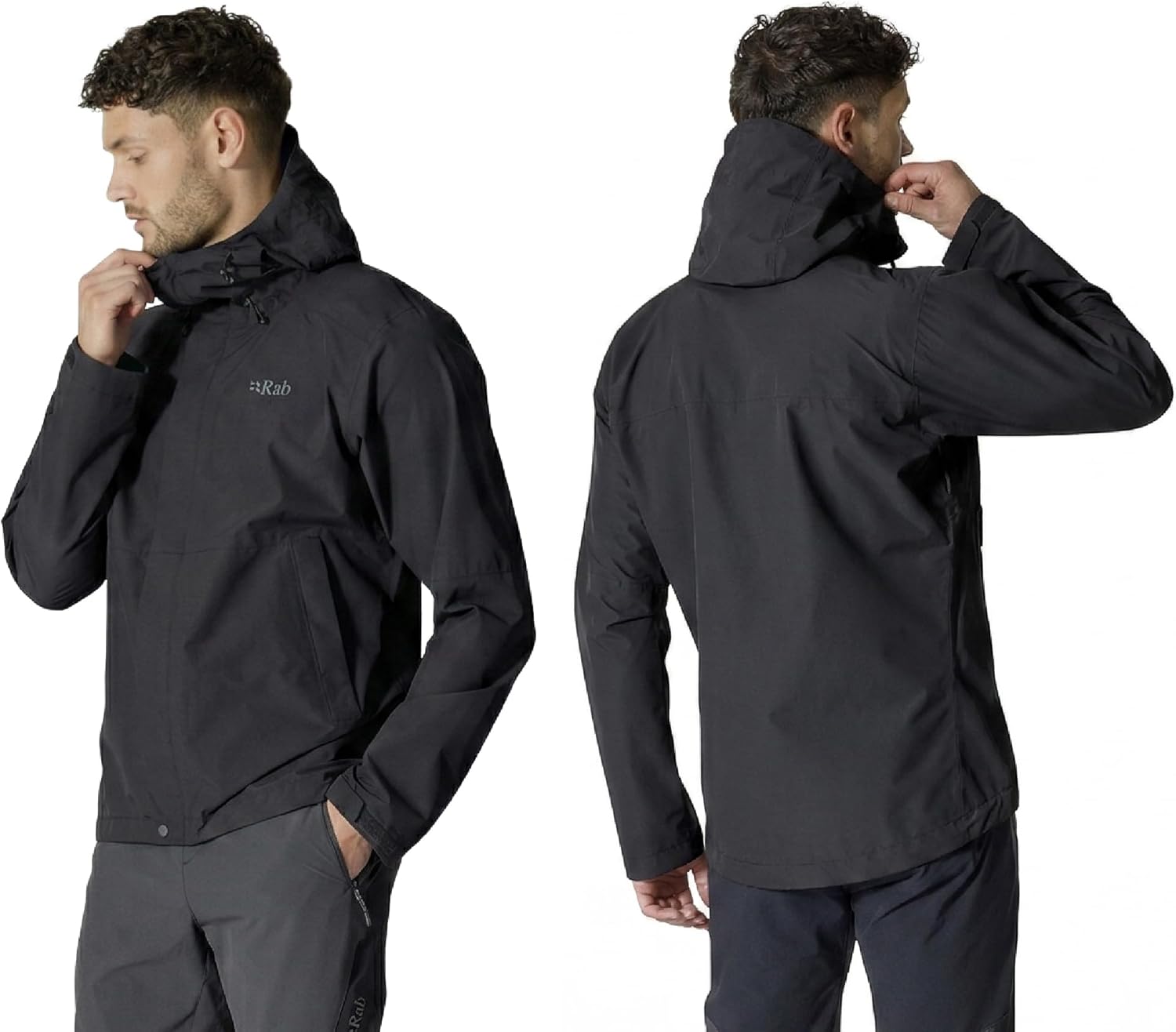 Rab Men's Downpour Jacket - Lightweight Waterproof Hooded Coat for Hiking & Trekking