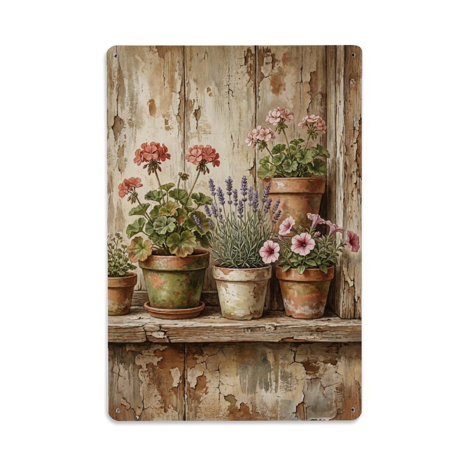 Fqnyr Style Country Windowsill Flower Pots Countryside Home Metal Tin Sign Plaque Wall Decor For Cafe, Club Bar, Office, Home Garden Metal Poster 8X12inch