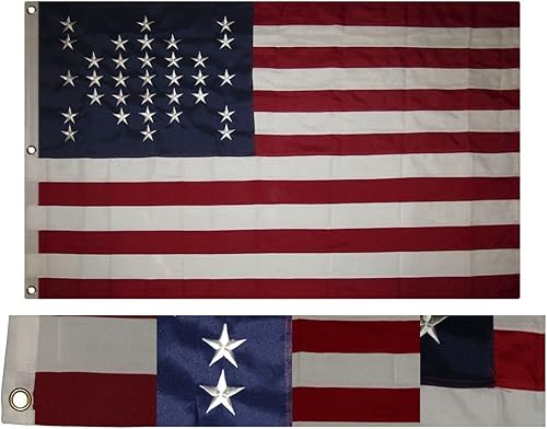 Premium 3x5 Embroidered Sewn Civil Ft Sumter Synthetic Cotton 3'x5' w 3 Clips