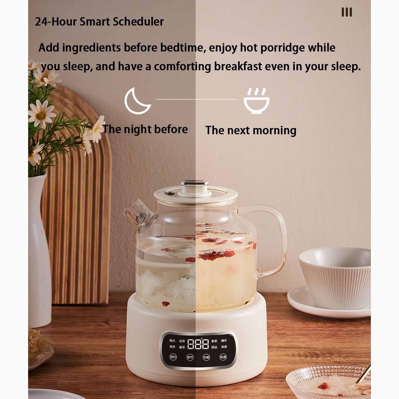 Hervidor eléctrico vidrio, tetera eléctrica multifuncional 1,2 L control temperatura microcomputadora, protección contra ebullición seco cuerpo vidrio borosilicato resistente calor.