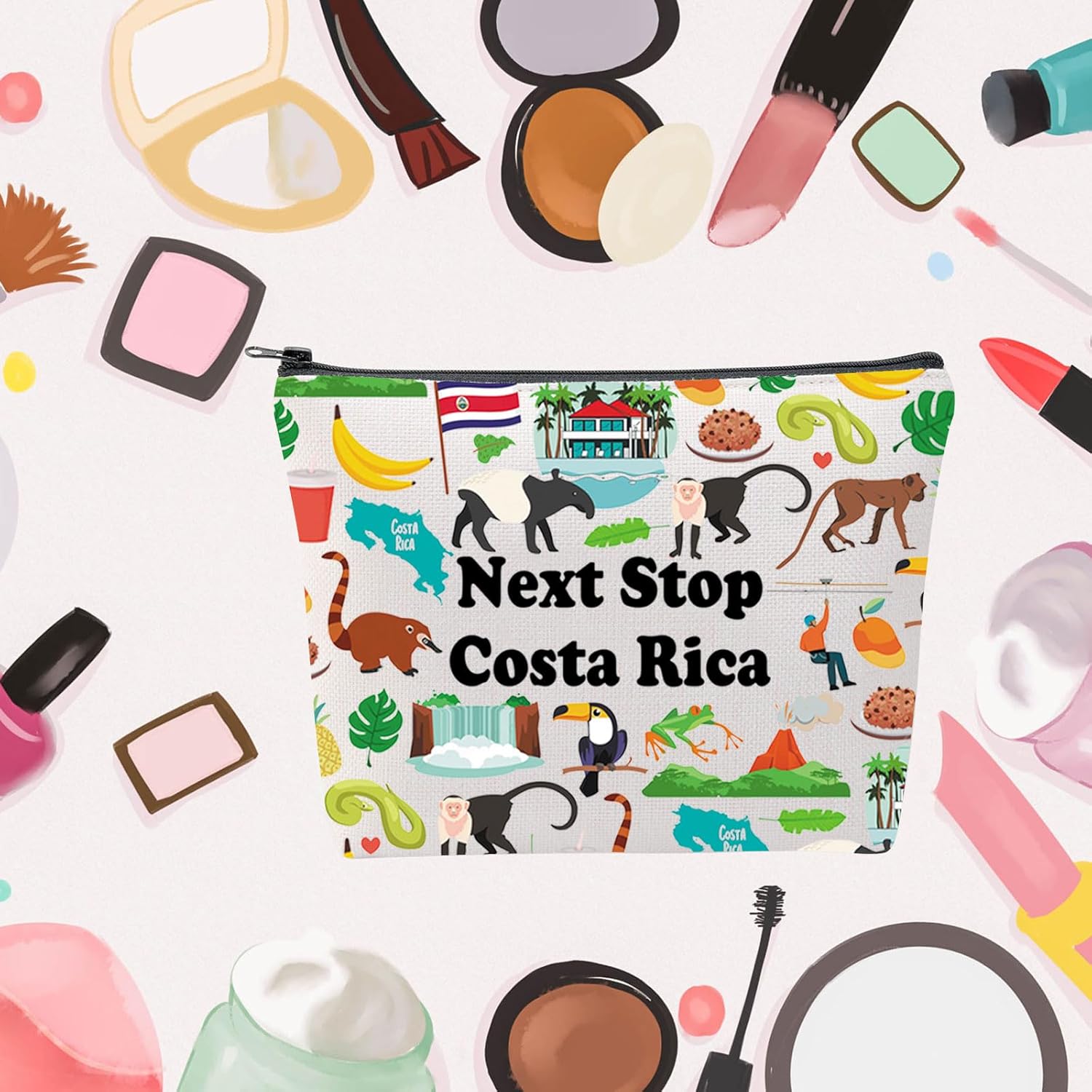 MNIGIU Costa Rica Symbols Souvenir Cosmetic Bag Costa Rica Vacation Gift Costa Rica Trip Makeup Bag Costa Rica Lover Gift North America Travel Gift - Image 7