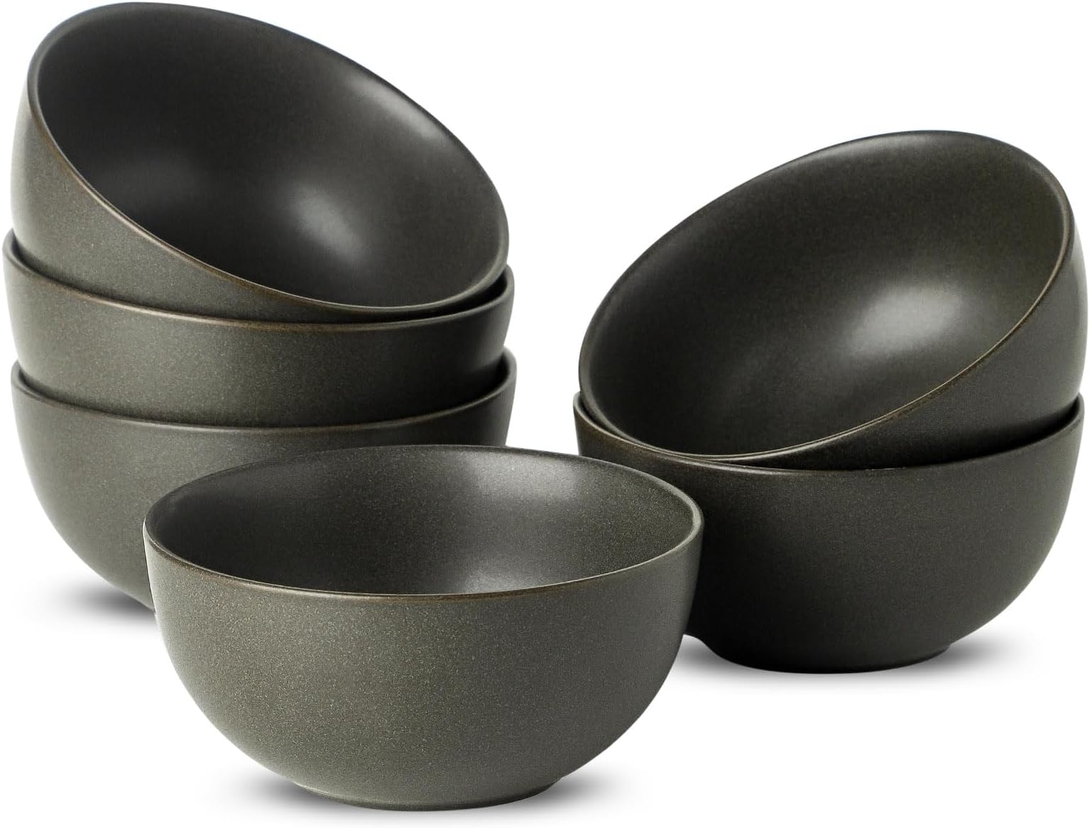 Stoneware Soup Bowls, 24 oz Cereal Bowls Set of 6 for Kitchen, Ceramic Bowls Set for Oatmeal, Dessert, Noodle, Cute Bowls Set for Gift, Dishwasher Microwave Oven Safe, Matte Black