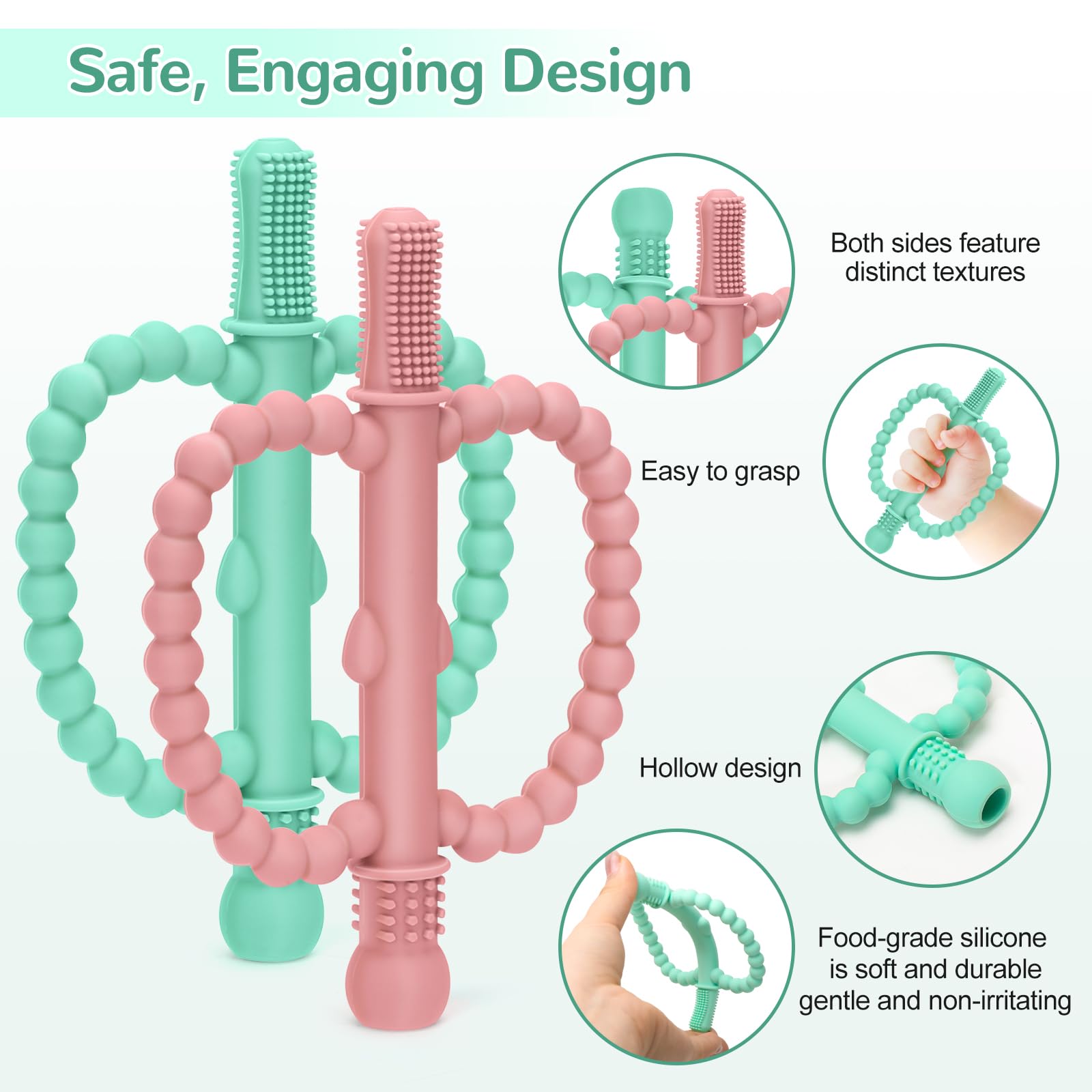 CLDY Teething Toys for Baby Baby Teether Sensory Chew Toys, Teething Ring Made of Silicone BPA-Free - Image 3
