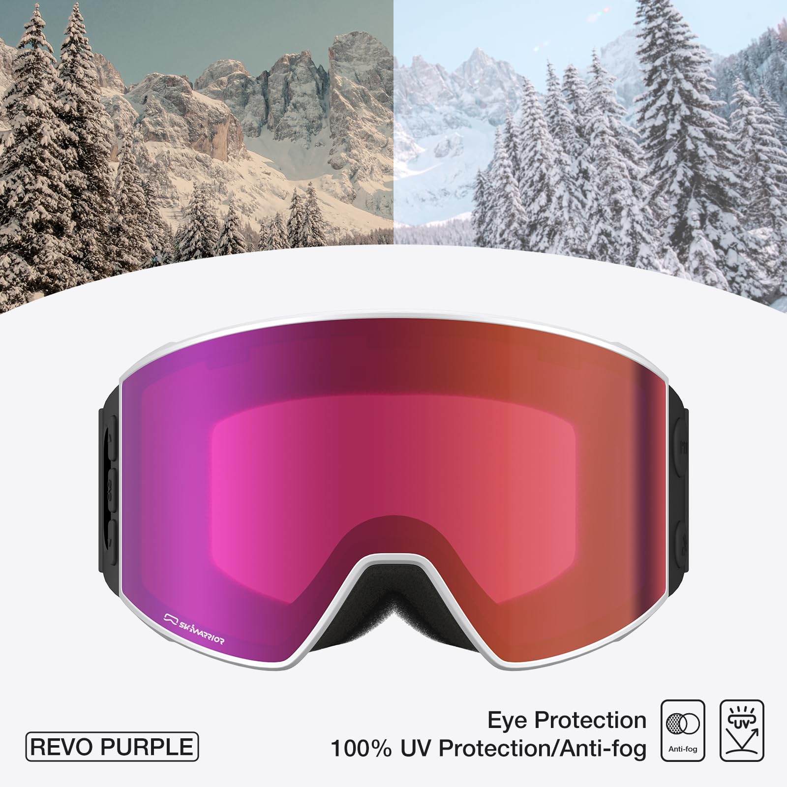 Occhiali da sci anti-appannamento OTG Snow Goggles – doppia lente protezione UV snowboard occhiali per adulti