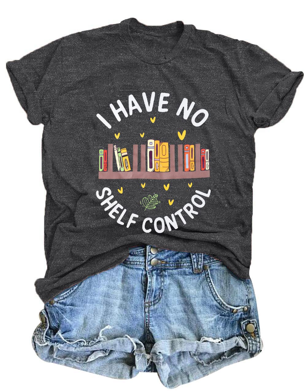 ASTANFYBook Lovers T-Shirt Women I Have No Shelf Control Graphic Tee Book Reading Shirt Cute Book Lover Gift Teacher Shirts