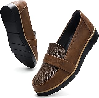 UZB Slip On Loafers for Womens Leather Comfort Memory Foam Dress Shoes