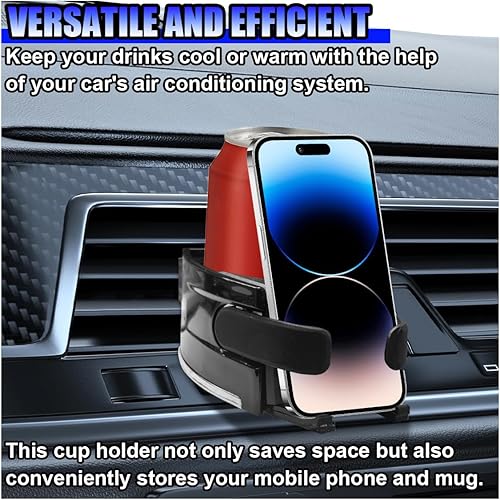 Miniatura 3 de Portavasos de auto y soporte para teléfono para ventilación de aire, soporte universal ajustable 2 en 1 para botella de café de agua, soporte