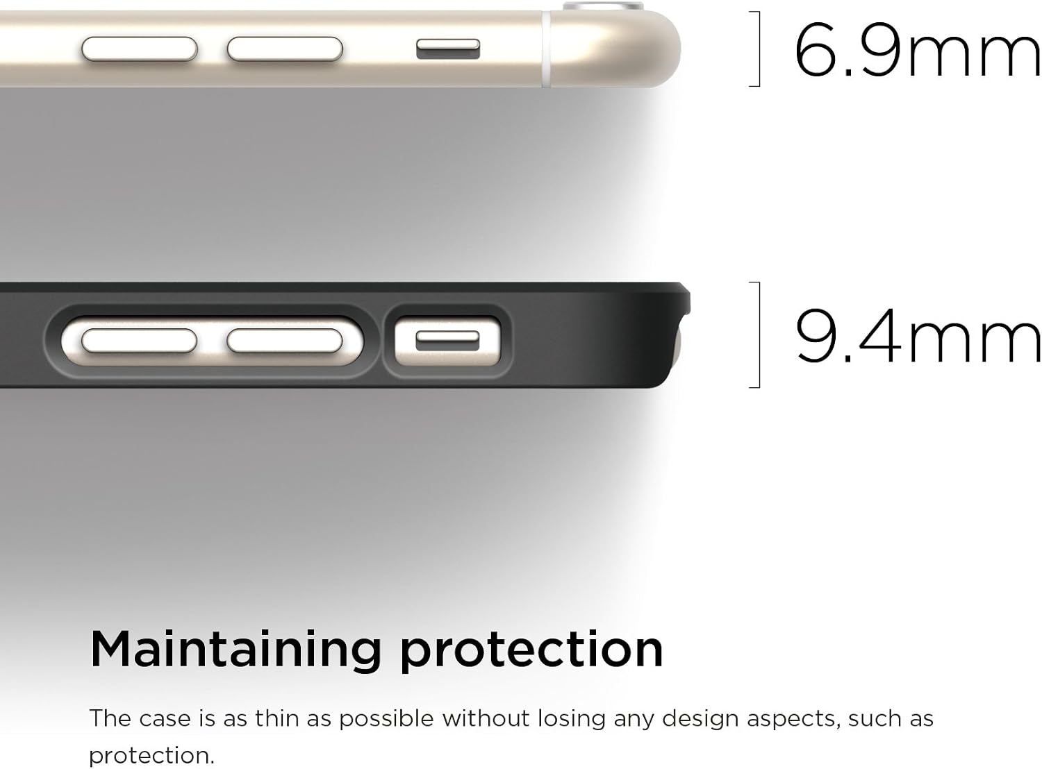 iPhone 6S Case, elago® [Outift Matrix][Black/Dark Grey] - [Premium Hybrid Construction][Brushed Aluminum][Spark Design Award] - for iPhone 6/6S