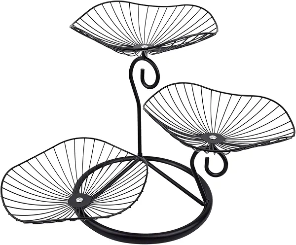 CUKE2BEET 3 Tier Fruit Basket, Multi Tier Fruit Holder Countertop Fruit Basket, Fruit Bowls Stand for Fruit Vegetable (Black)