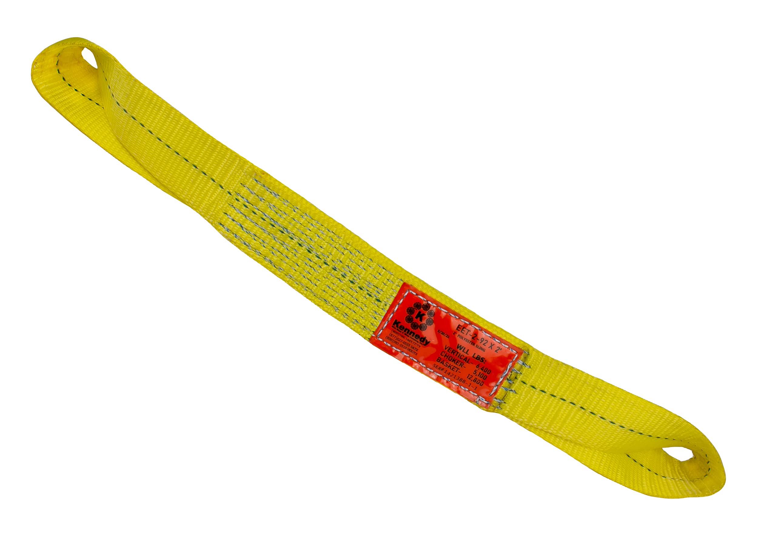 Kennedy Wire Rope & Sling Company 2inches x 2' 2-Ply Twist Eye Polyester Lifting Sling (Various Sizes in Listing) Made in The USA