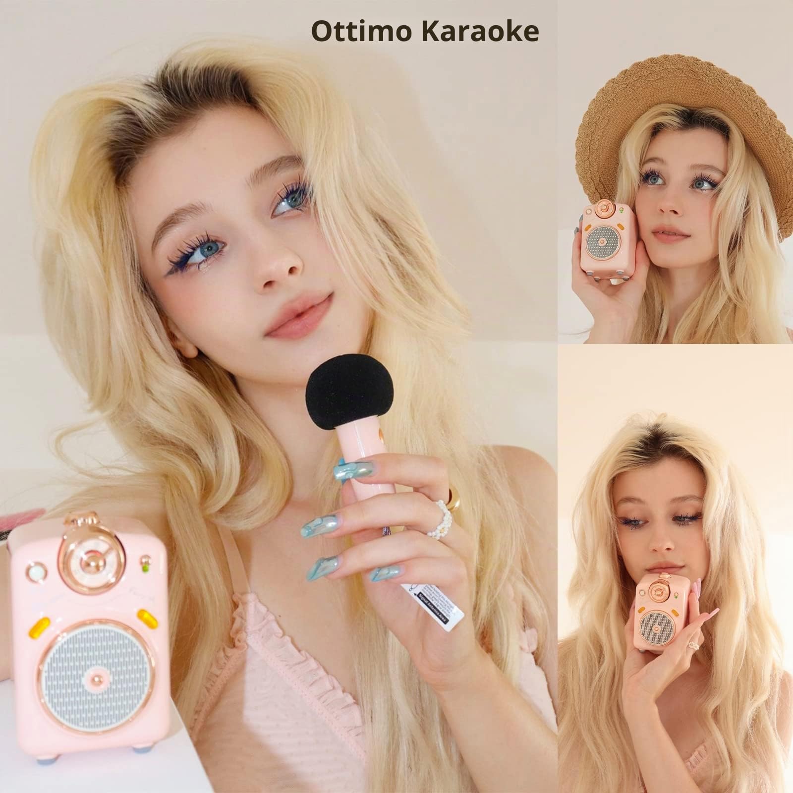 Divoom Fairy-OK Microfono Karaoke Portatile per Adulti/Bambini, Altoparlante Bluetooth con Microfono Palmare KTV, Dispositivo Karaoke per Feste a Casa Microfoni Dinamici per iOS/Android (Pink)