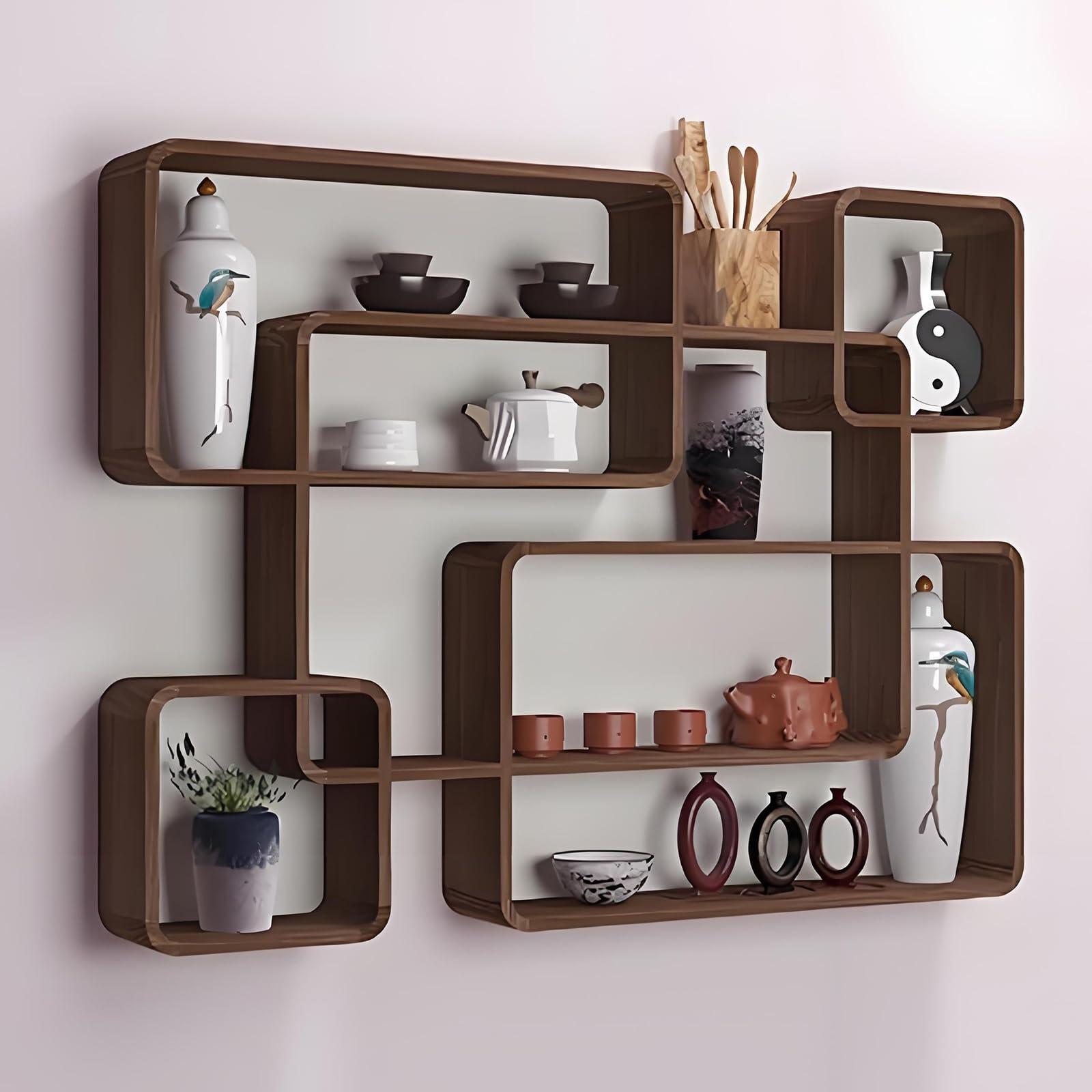 Estantes flotantes rústicos de pared de 95 cm de ancho x 11,9 cm de profundidad x 71,1 cm de alto, ideales para decoración de sala de estar y dormitorio, perfecto para exhibir juegos de té, plantas