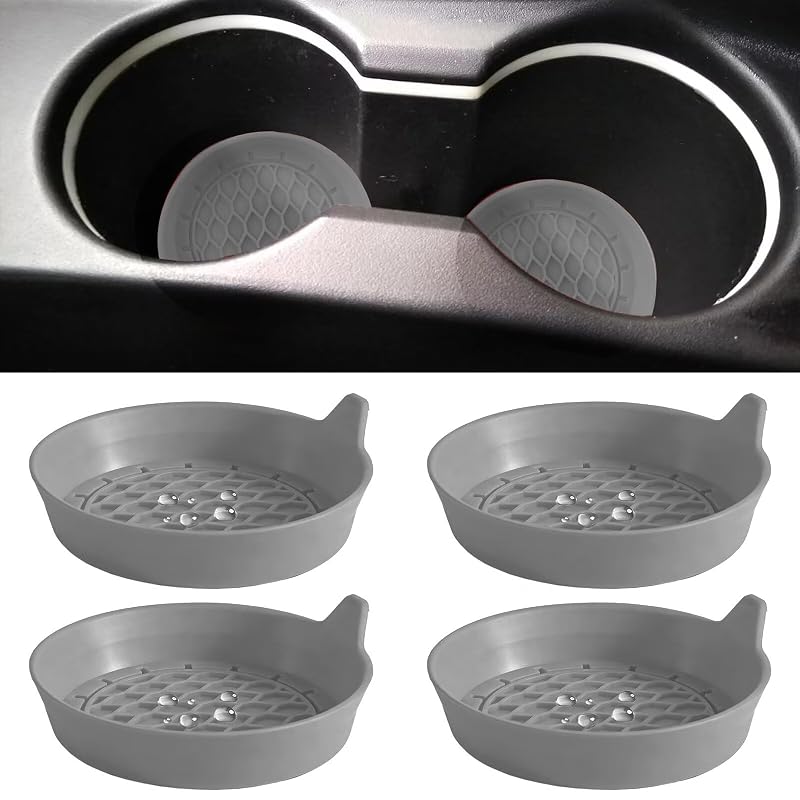 Kit com 4 Porta-Copos para Carro em Silicone Cinza BFXM CC-H-4