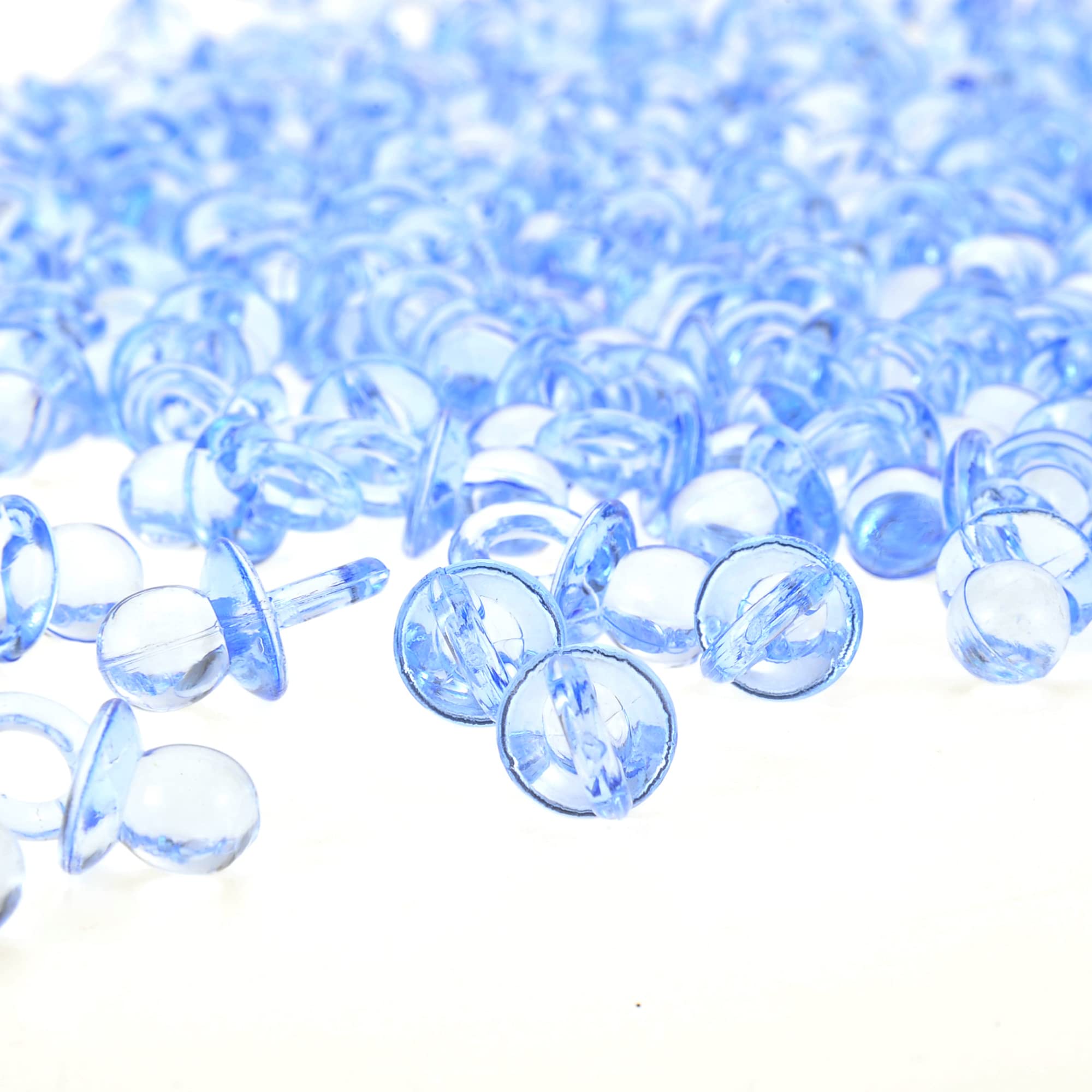 PowerTRC 144 Pcs Mini Acrylic Blue Pacifiers for Baby Shower Games, 0.86 Inch Bulk Baby Shower Decoration Chupones para Gender Reveal Table