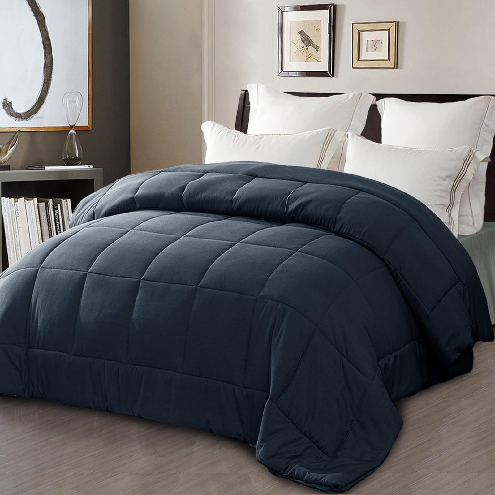 Exclusivo Mezcla 7.5 Tog Double Size Down Alternative Duvet Quilted Duvet for All Seasons - Breathable, Lightweight and Machine Washable (200x200 CM, Navy) โ image 1