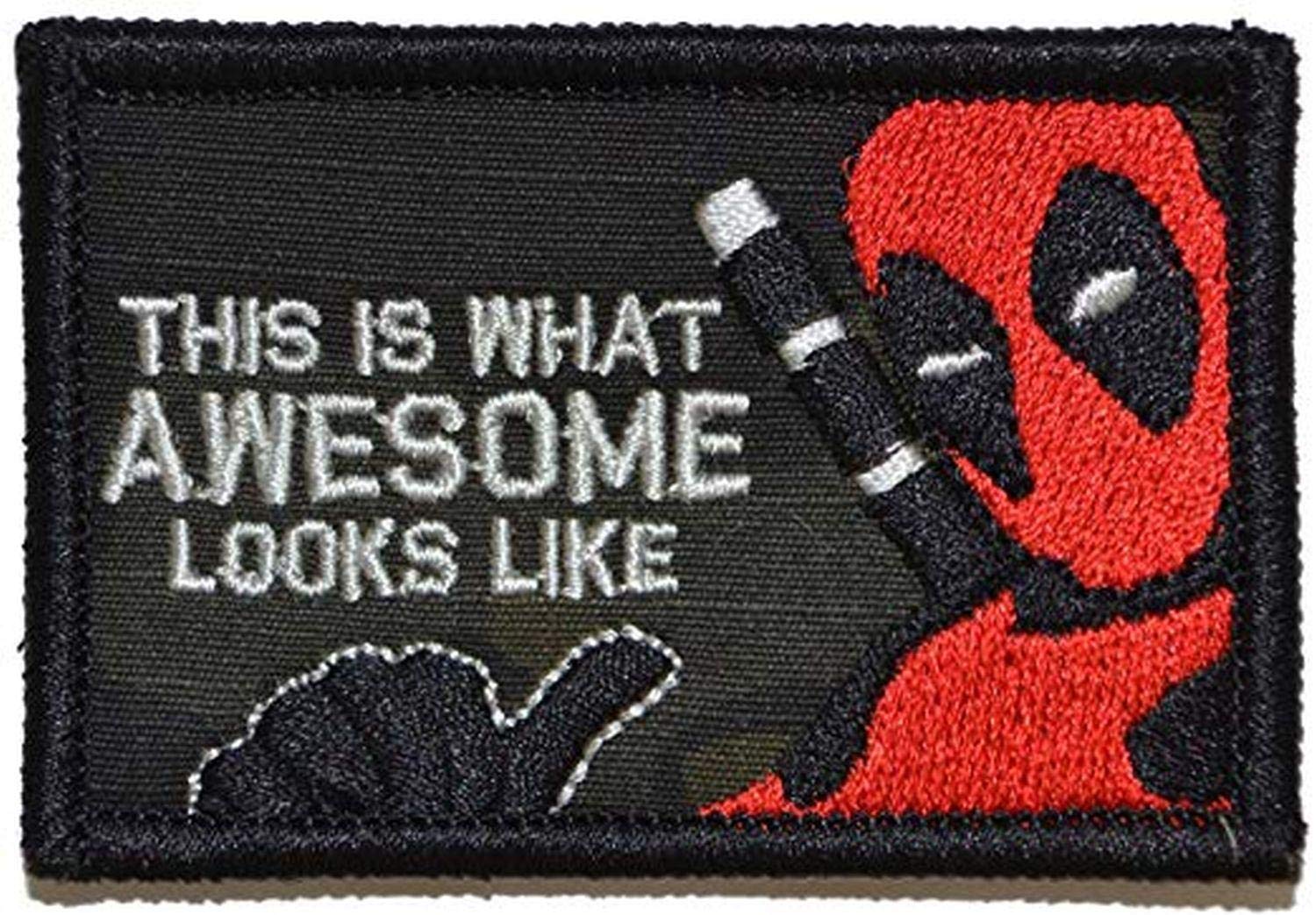 OtherDeadpool this is what awesome looks like 7.5x5cm comic cartoon movie stitch on or iron on Vest Jacket Bag Tshirt embroidered biker patch