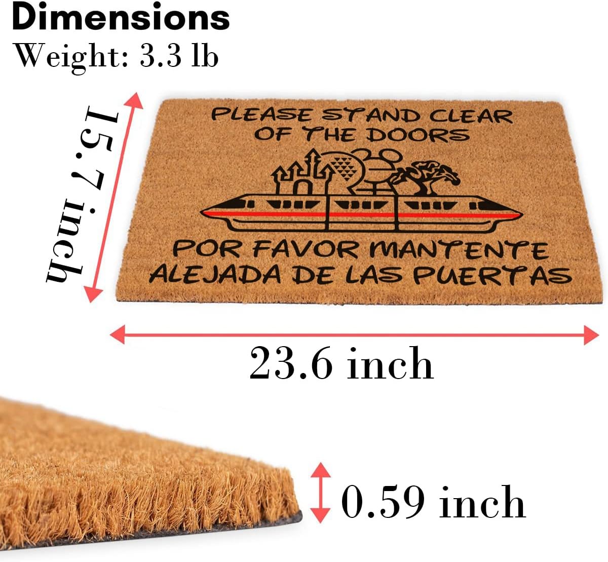 Funny Please Stand Clear of The Doors Front Porch Decor Doormat for The Entrance Way Personalized Rugs PVC Non Slip Outdoor Coir Doormat 23.6 x 15.7 inch