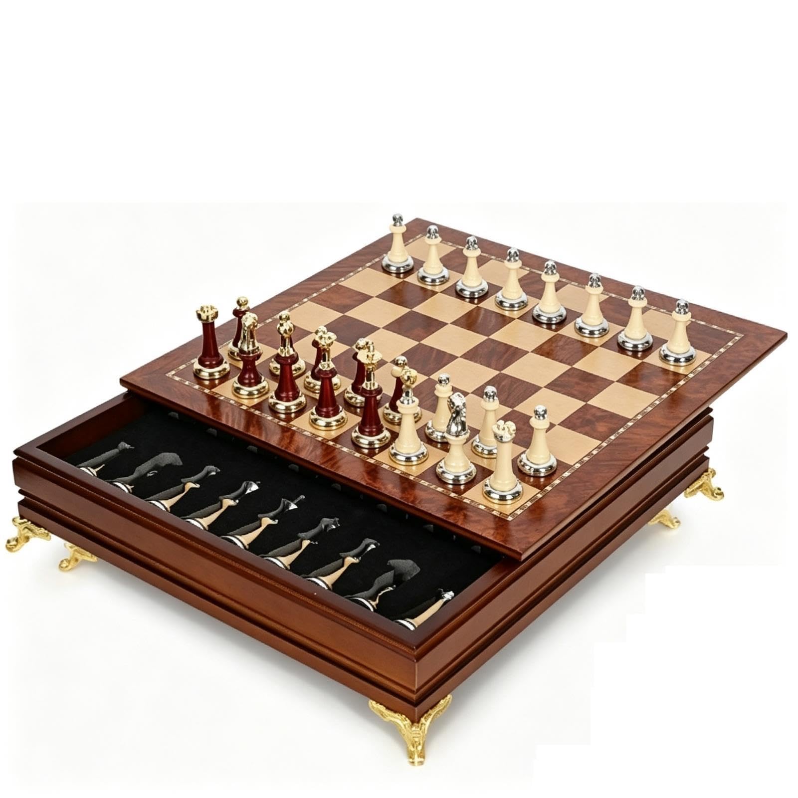 Set di scacchi europei, pezzi degli scacchi in legno