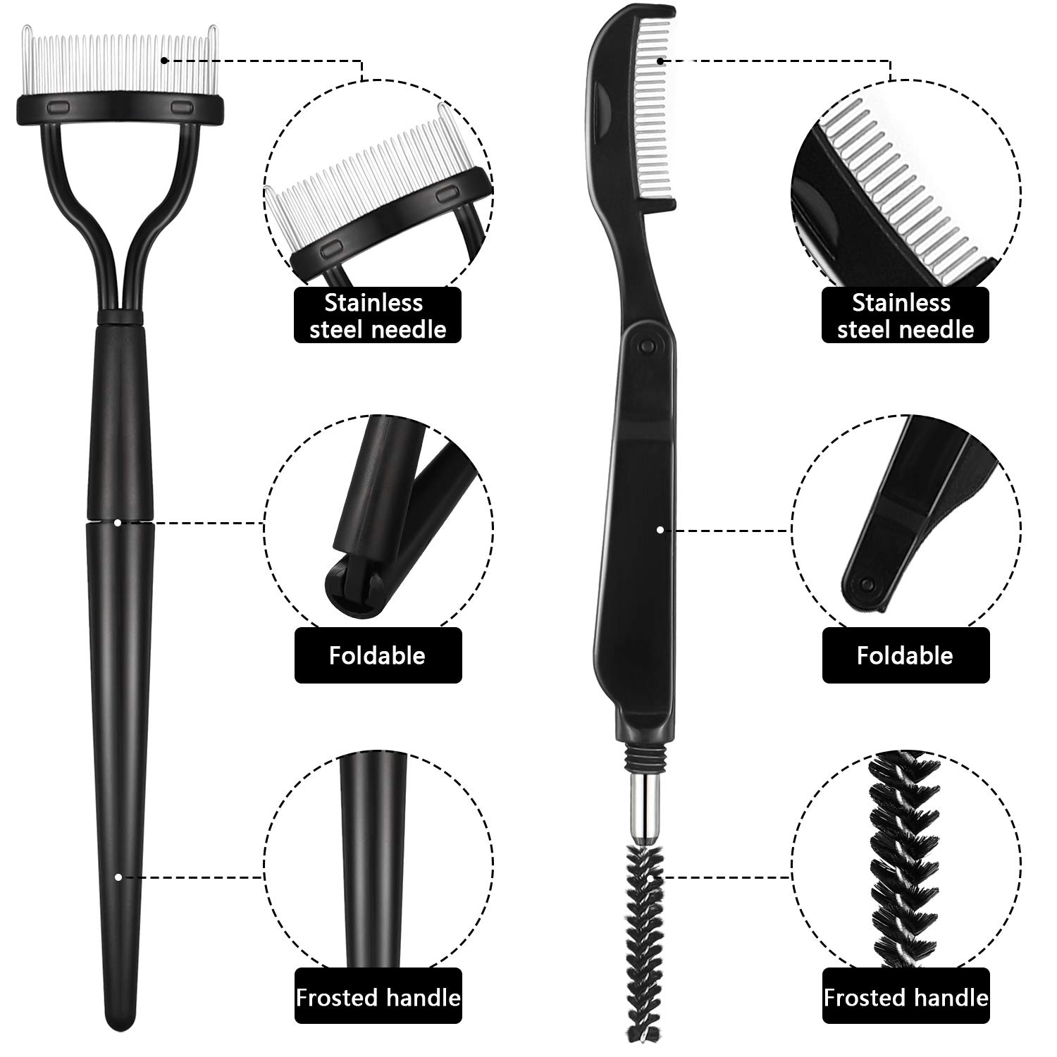 hicarer eyebrow grooming brush stainless steel tools close up