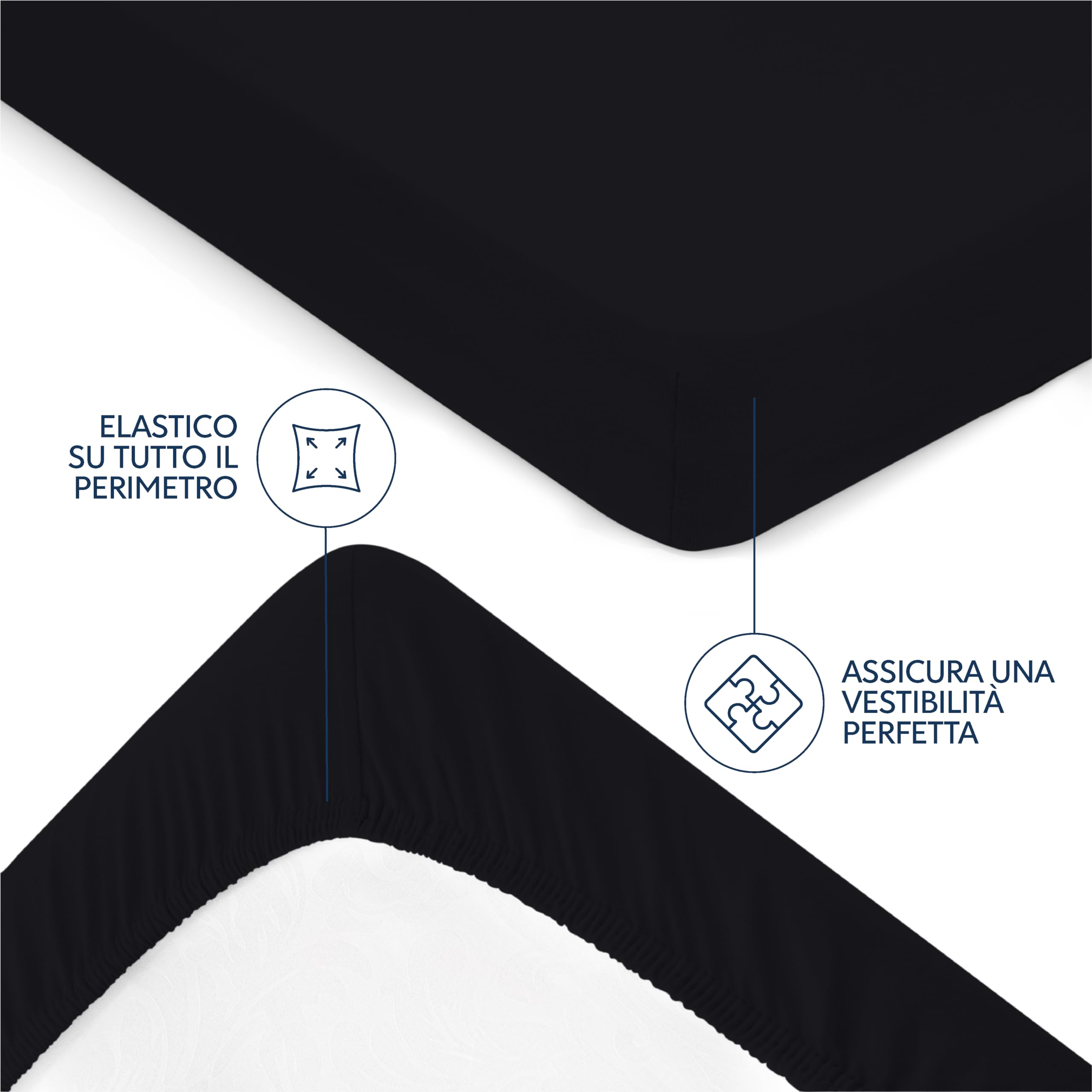 Dreamzie Lenzuola Letto Singolo Cotone 100x200 cm, Altezza Materasso fino a 22 cm - Lenzuolo Con Angoli Singolo - Nero - Certificato senza Prodotti Chimici (Oeko TEX)