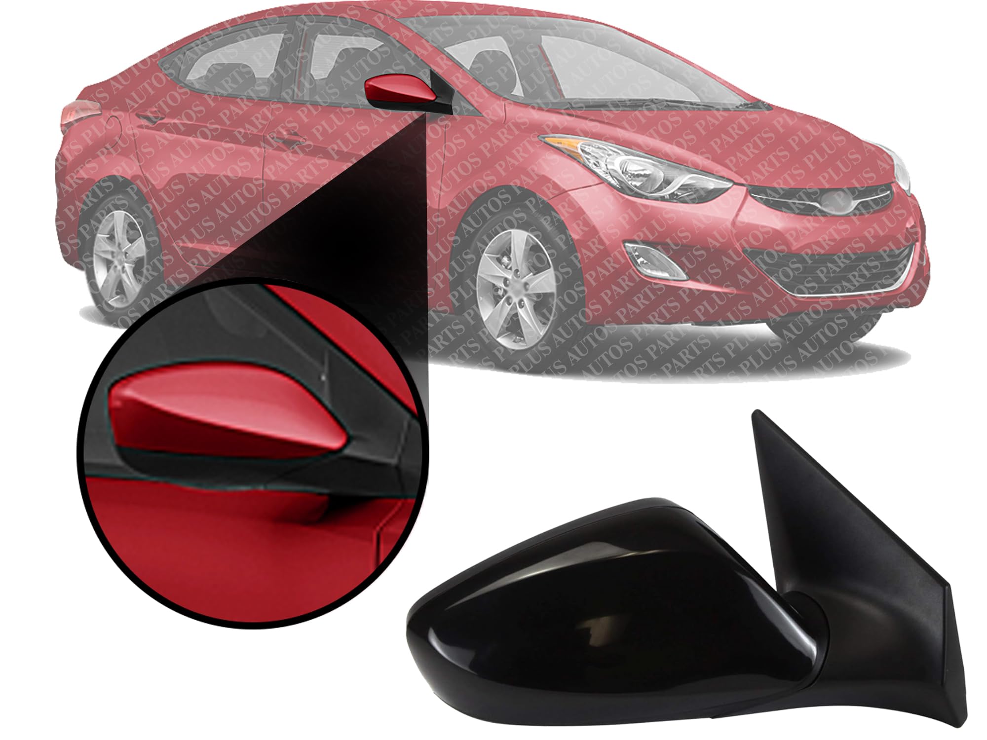 A-Premium Pair Of Power Door Mirrors For Hyundai Elantra 2011-2013 - Heated, Manual Folding, Black - View #3