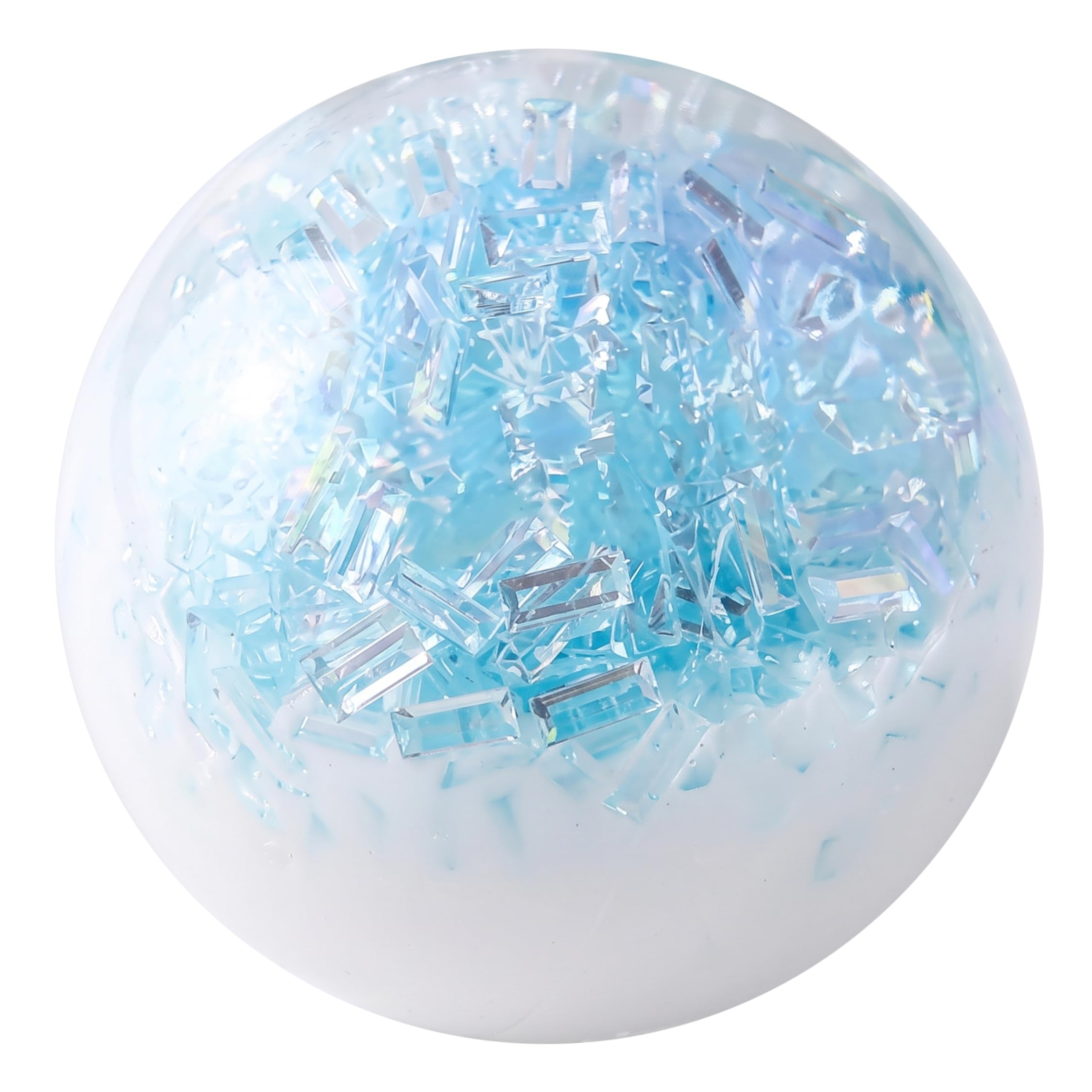 Squeeze Fidget Toys, Moldable Stress Relief Balls With Crunchy Ice Strips For Sensory Play, Blue