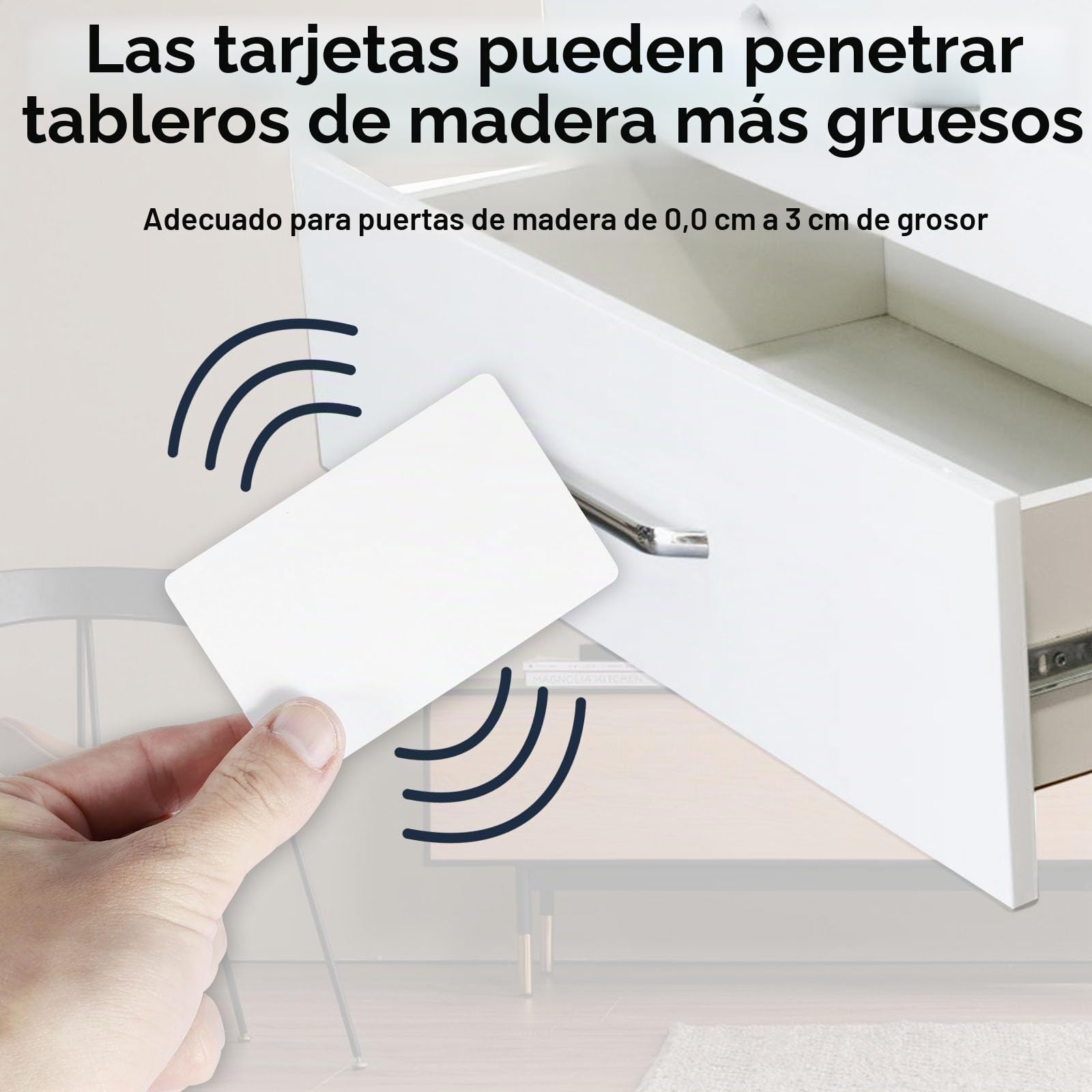 Cerradura magnética oculta RFID con 2 tarjetas RFID programable NFC para armarios, cajones, taquillas, cajas fuertes