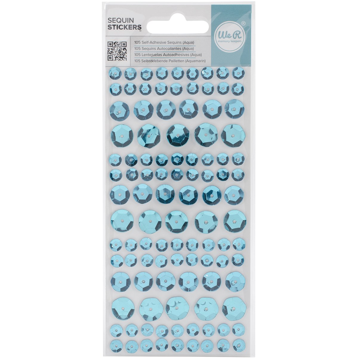 Stickers sequins aqua We R Memory Keepers autocollants brillants et sans colle