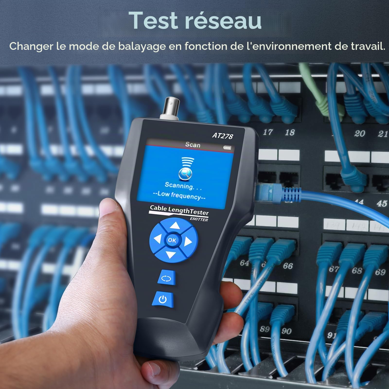 Testeur de câble réseau, NF-8601S TDR multifonction LCD Longueur de ligne Testeurs de point d'arrêt Testeurs RJ45/RJ11/BNC