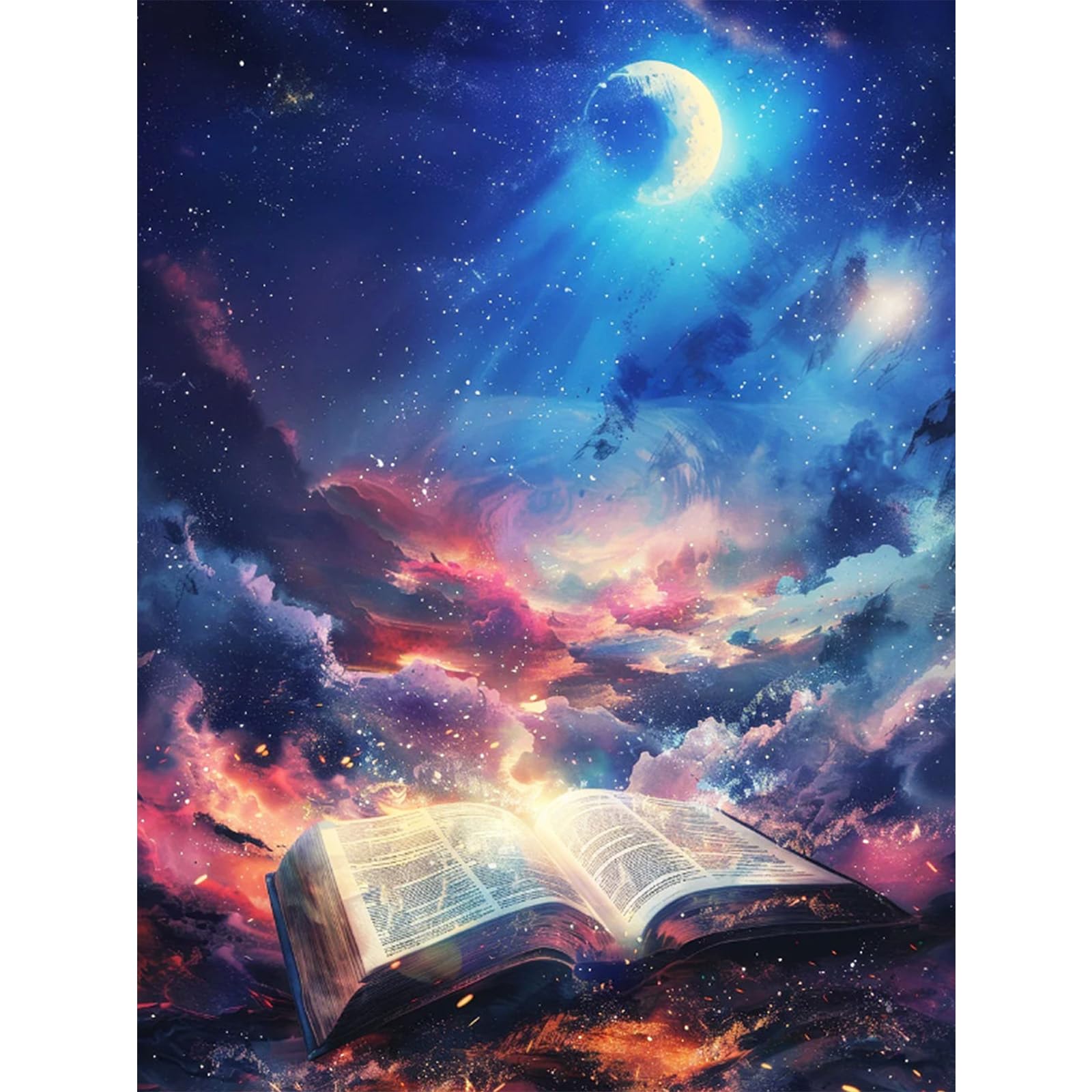 Cytheron Diamond Art Kits for Adults, 5D Magic Book Diamond Painting, Celestial Moon Galaxy Full Round Drill Crystal Art, Fantasy Cosmic Dreamscape Gem Art for Relaxation Home Decor Gift 12 x 16 Inch