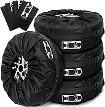 Set of 4 Tyre Bags, Tyre Cover, 19-23 Inches, Waterproof Tyre Bags and Tyre Protector, Tyre Bag for Tyre Storage and Transport, UV Protection, Black, Size L (Diameter 80 cm)