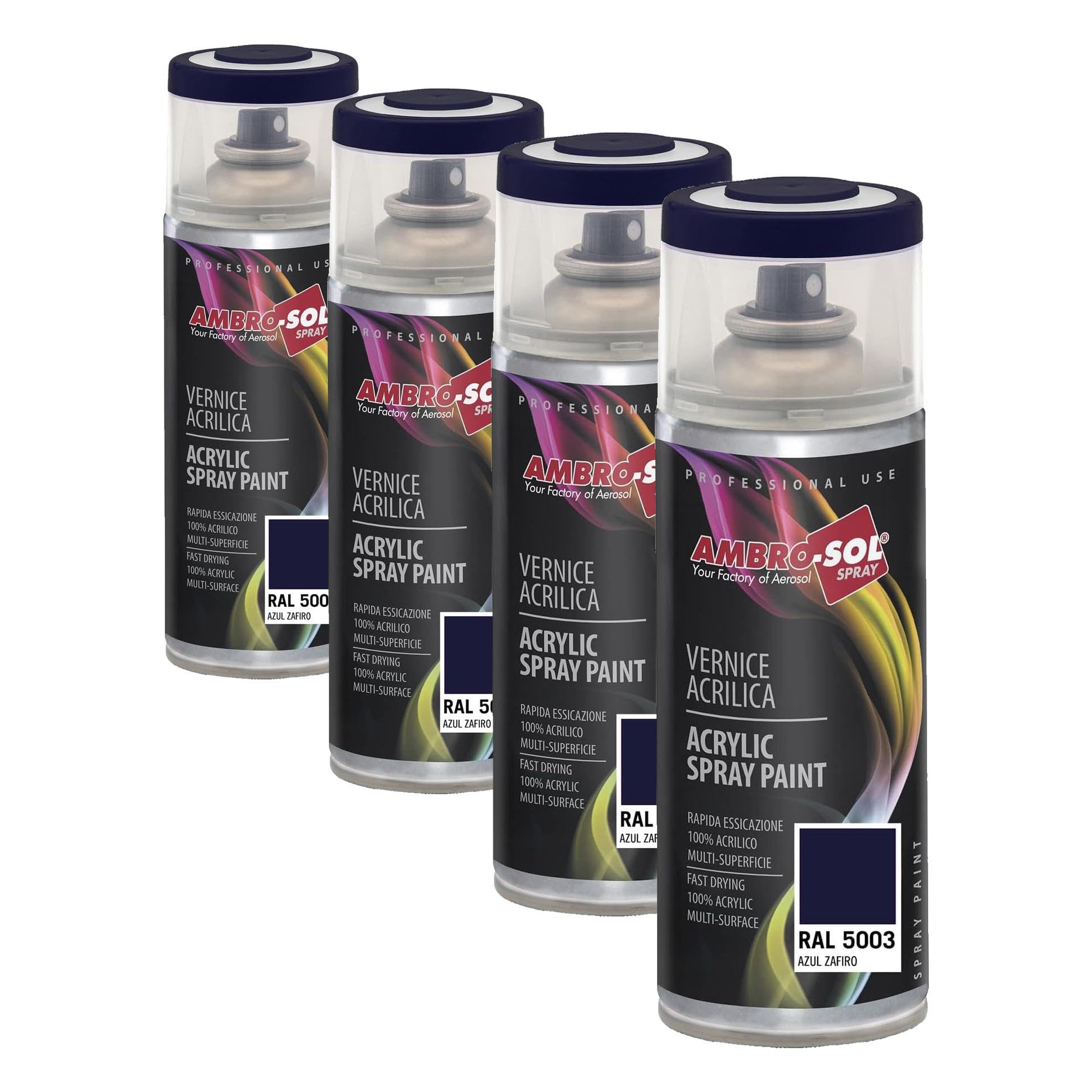 Pintura acrílica en spray Azul Zafiro RAL 5003 Ambro-Sol de 400 ml para todo tipo de superficies