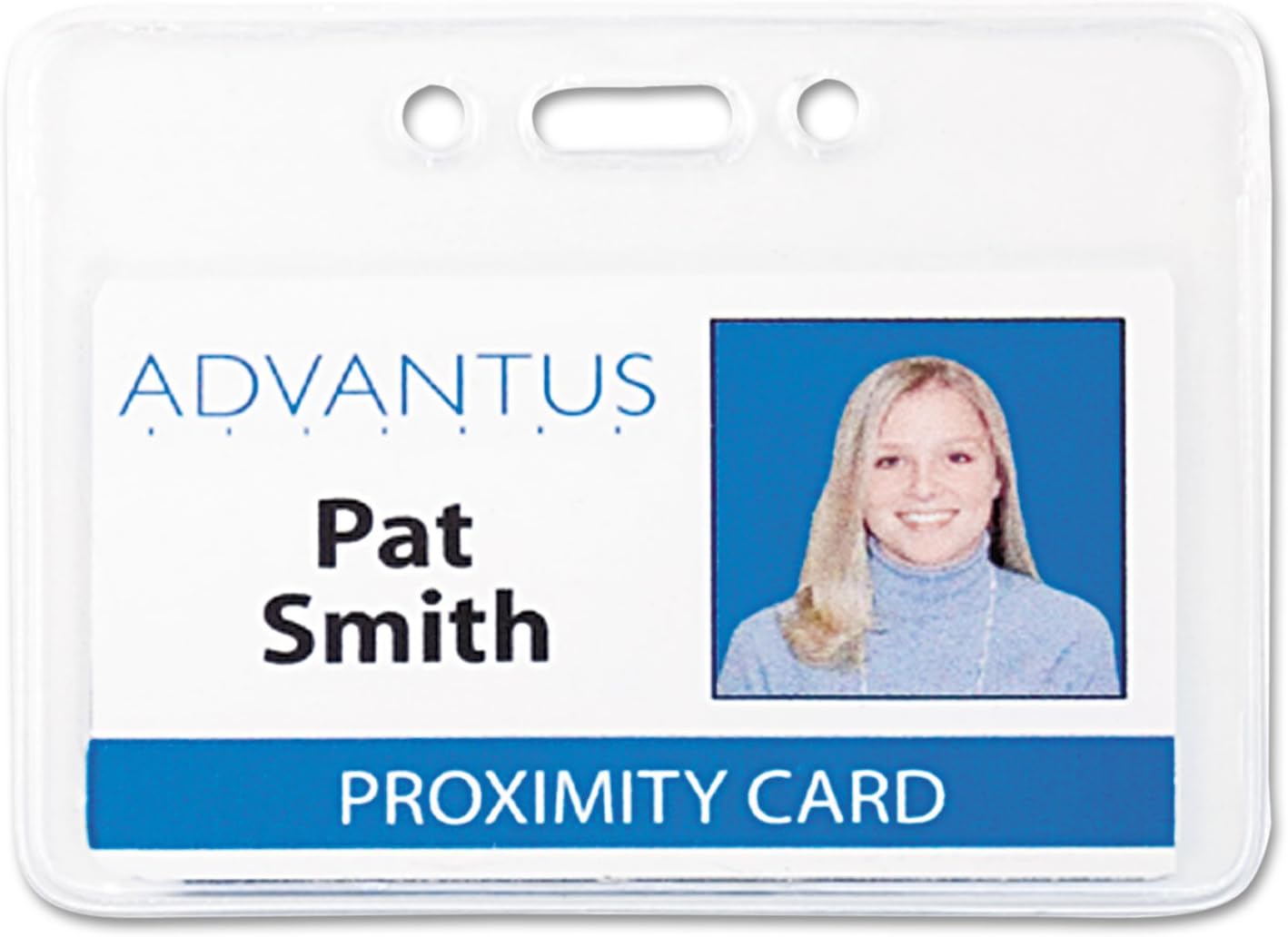 Advantus 75450 Proximity ID Badge Holder, Horizontal, 3 3/8w x 2 3/8h, Clear, 50/Pack