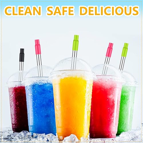 Miniatura 5 de Gejoy Paquete de 12 pajitas de metal reutilizables plegables de acero inoxidable con estuche de plástico, punta de silicona y cepillo de limpieza,