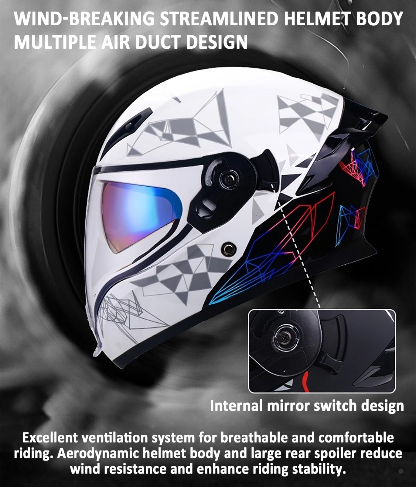 Integralny kask motocyklowy, integralny kask motocyklowy z podwójnym wizjerem, dla mężczyzn i kobiet, certyfikowany przez ECE 22.06, kask motocrossowy, kask na skuter