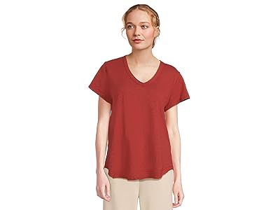 Mod-o-doc V-neck Short Sleeve T-Shirts With Curved Hem Women